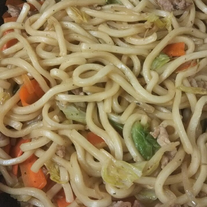 めんつゆで焼きうどん